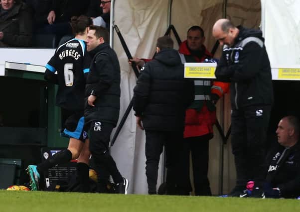 Christian Burgess leaves the field at Yeovil. Picture: Joe Pepler