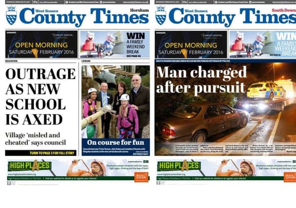 Front pages of both editions of the County Times (Thursday February 25).