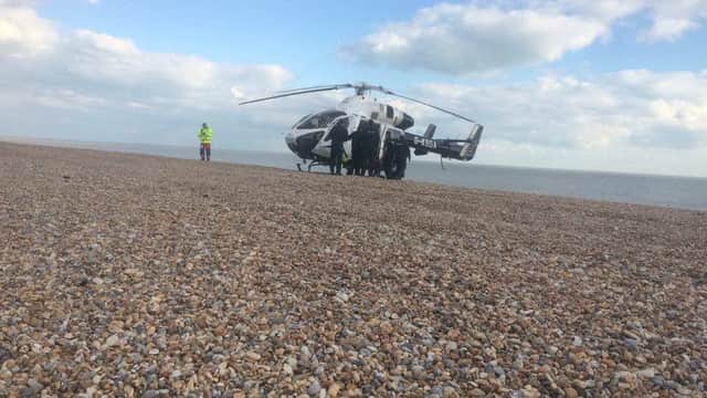 Air Ambulance called to Pevensey Bay. Pictures by Sue Jenkins SUS-160225-154025001