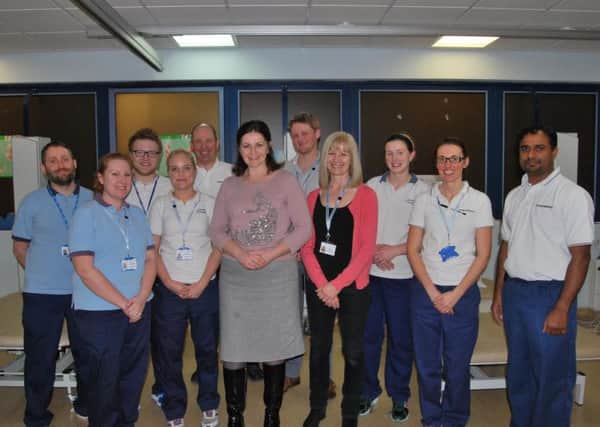 Eastbourne MP Caroline Ansell visits physio department at Eastbourne DGH SUS-160229-130751001