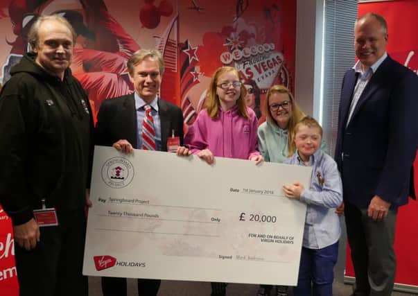 Virgin Holidays MD Mark Anderson presented a cheque for Â£20000 to the Spingboard Project. It took place last at Virgin Holidays HQ Aeronautics House. Crawley MP Henry Smith MP in attendance - picture submitted