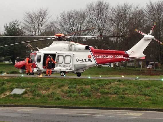 The coastguard helicopter at the DGH SUS-160103-135307001