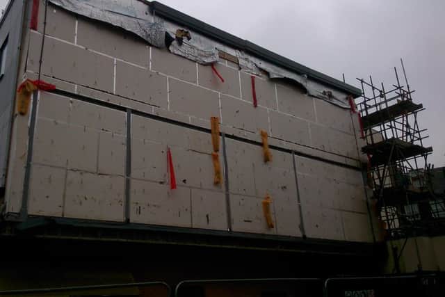 The collapsed wall at the Eastbourne town centre Premier Inn SUS-160203-144159001