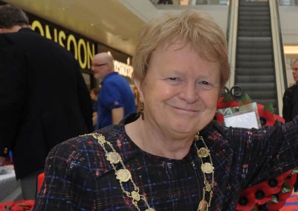 Mayor of Crawley Chris Cheshire launches this years Poppy Appeal in County Mall (Pic by Jon Rigby) SUS-151026-114015008