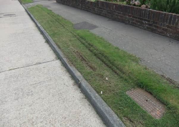 The damage to a grass verge caused by a bin lorry in September