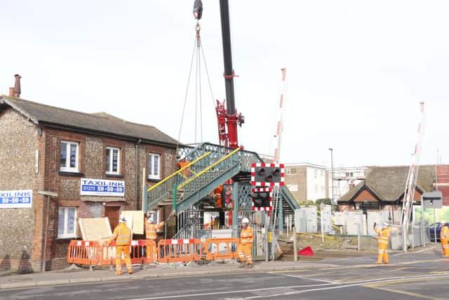 The footbridge being removed from Lancing station. Picture by Eddie Mitchell SUS-160603-103815001