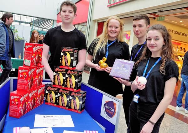 School Enterprise Competition, Priory Meadow Shopping Centre, Hastings.
05-03-16
Picture by: TONY COOMBES
Initium is a group of 16 students in year 10 from Ratton School, Eastbourne. Who are partaking in Young Enterprise, a program that teaches students how a company works and how to set up a business. SUS-160703-073004001