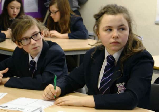 From left: Megan Wadey, 12, and Gabrielle Roman, 13, were in the Year 7 team in trhe world record bid