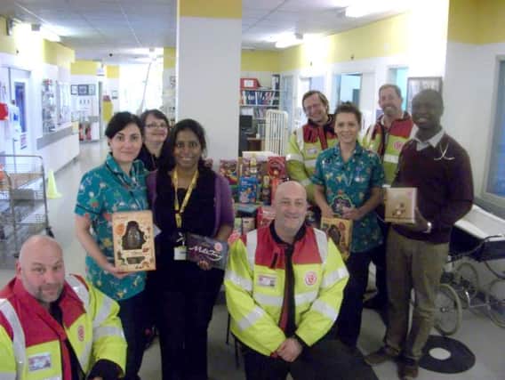 SERV Sussex deliver Easter Eggs to the childrens ward of the Conquest Hospital in Hastings. SUS-150704-095730001