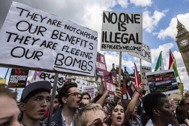 Parliament Square was the site of a pro-refugee gathering drawing hundreds of thousands in the autumn