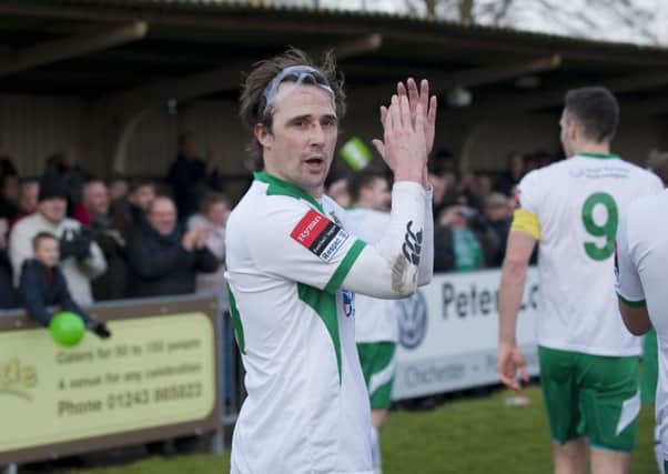 Gary Charman salutes the fans at the end of the Torquay tie / Picture by Tommy McMillan