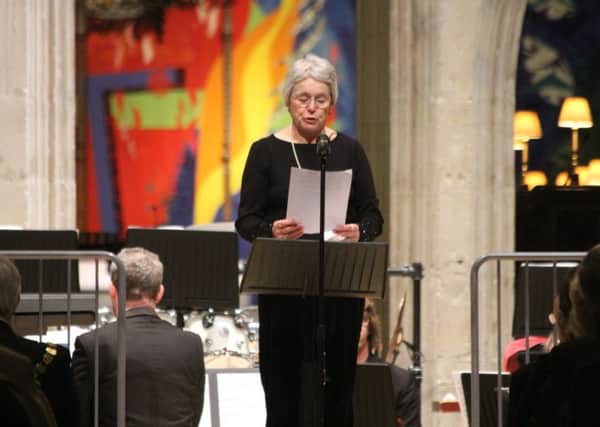 Cllr Clare Apel at the Holocaust Memorial Day event she helped organise at Chichester Cathedral
