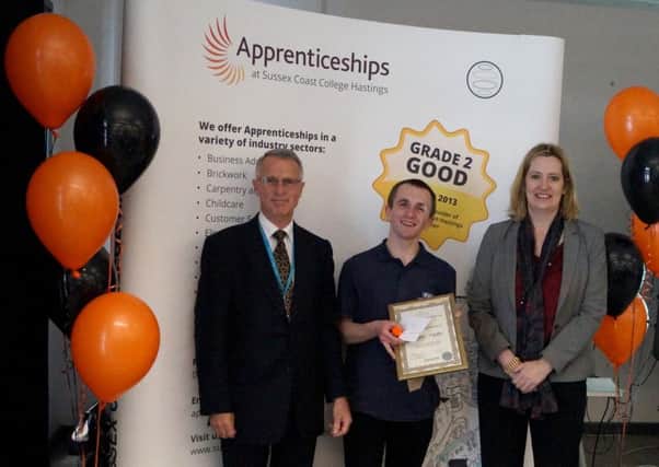 Calvin Hatter (centre) received the Advanced Apprentice of the Year award (16-18 Age Group) SUS-150318-152549001