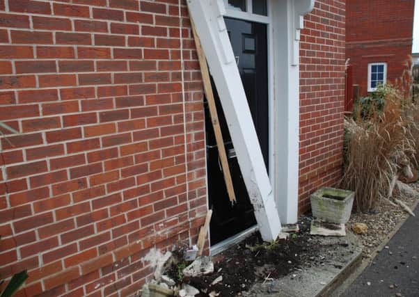 Damage to the front of the property in Felpham