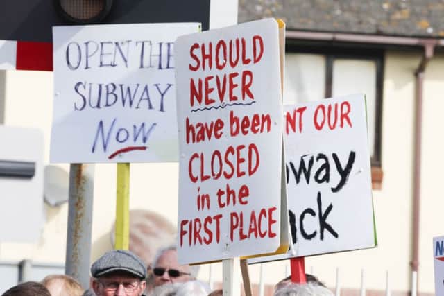 Demonstration at Shoreham railway crossing Photo: Eddie Mitchell