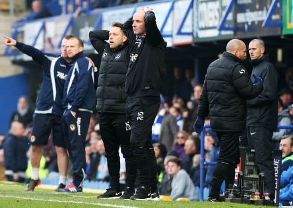 Paul Cook saw his Pompey side struggle on Saturday. Picture: Joe Pepler