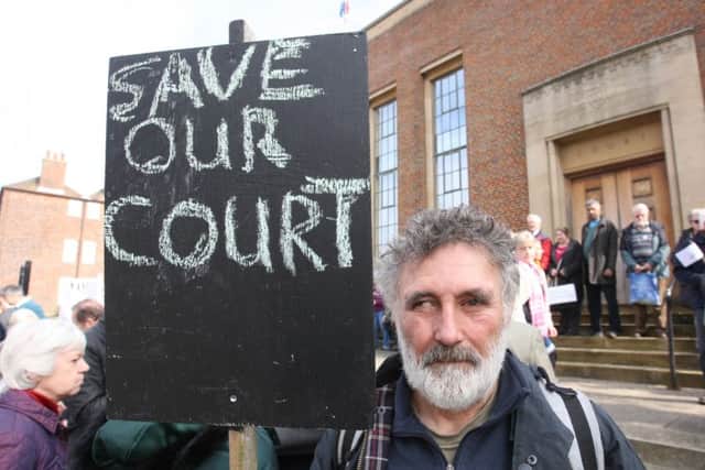 DM1615958a.jpg Chichester Crown Court closure protest. Stephen Jackson. Photo by Derek Martin. SUS-161203-204952008