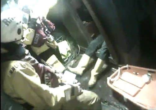 An immobile fisherman was rescued by Hastings RNLI Lifeboat on Friday night (March 11). Photo courtesy of Hastings RNLI