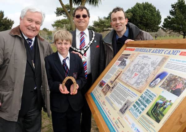 Worthing mayor Michael Donin, Ashley Keith, Adur District Council chairman Carson Albury and Worthing Museum curator Hamish MacGillivray. Picture: Steve Robards SR1608440
