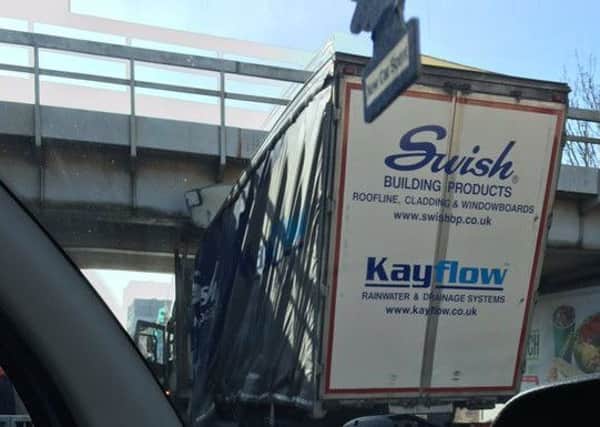 The lorry crashed into the Sackville Road railway bridge. Photo by Charmaine Hart