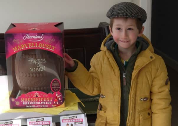 Joe, one of the entrants, hoping to win the prize Easter egg