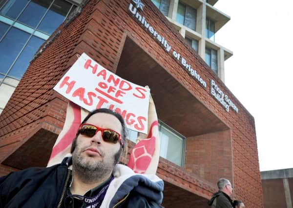 Students protested against the University of Brighton Hastings campus closure last week