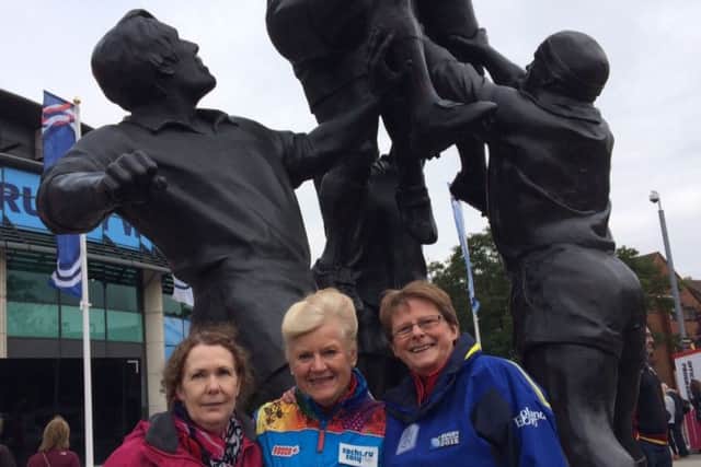 From left, Julie Gillson, Jenny Hicklin and Margaret Murphy at Twickenham
