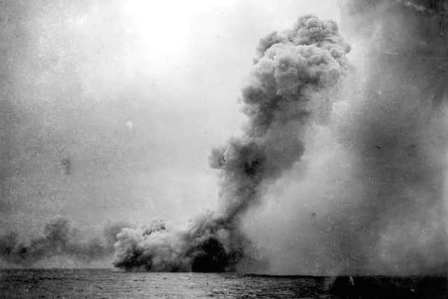 The destruction of the Queen Mary during the Battle of Jutland 1916. Picture courtesy of The National Museum of the Royal Navy.