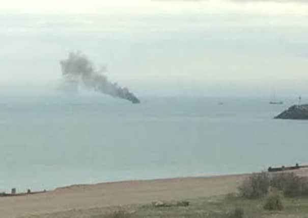 Boat fire near Sovereign Harbour picture by Arron Polton SUS-160321-130402001
