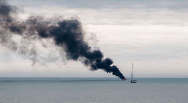 Boat fire near Eastbourne. Picture by Rajendra A Pisavadia SUS-160321-135141001