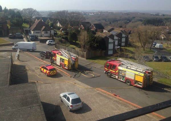 East Sussex Fire and Rescue Service crews at a fire in Westerleigh Close, St Leonards. Photo by Sara Williams