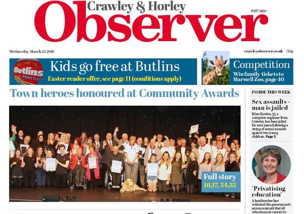 Crawley Observer March 23 2016
jpco-23-03-16-front SUS-160322-155718001
