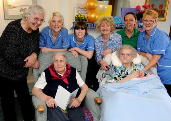 Donnington House Care Home celebrates the 100th birthday of two resident, Molly Colbourne and Kath Bull. Picture: Steve Robards SR1608651