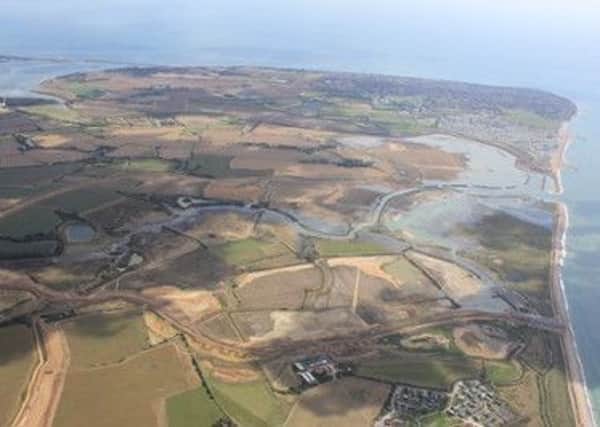 Aerial view of Selsey and Medmerry Nature Reserve, where police said the hang glider died