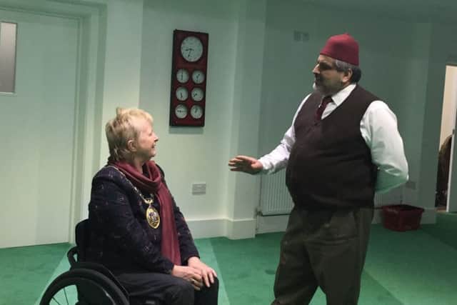 Crawley Ahmediyya Muslim Community host Poetry for Peace event. Pictured are Crawley mayor Chris Cheshire and regional president Ashan Ahmedi - picture submitted by the mosque