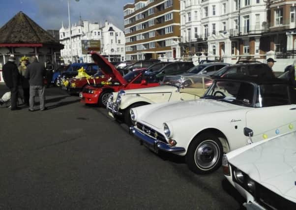 More than 20 cars lined up for the annual Easter Bonnet display. Photo courtesy of Chris Speck