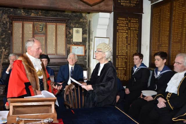 John Spencer being sworn in as Winchelsea mayor. Photo by Sid Saunders