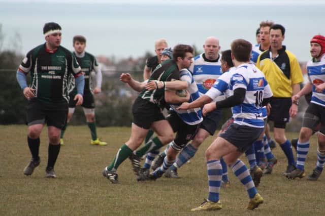 More solid defensive work from Hastings & Bexhill en route to their 23-16 victory. Picture courtesy Karen Walker
