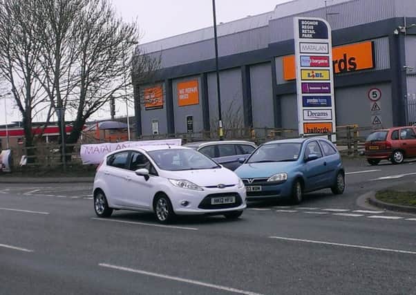 Busy traffic conditions at the Rown Way entrance to the Bognor Regis Retail Park have been criticised