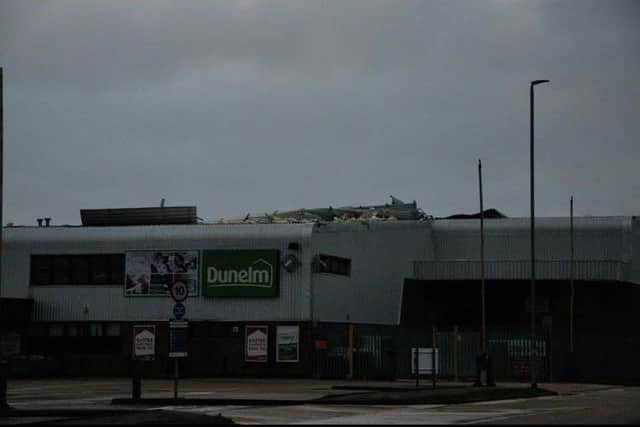 Dunelm building in Eastbourne damaged by storm Katie. Photo by Janet Sharp