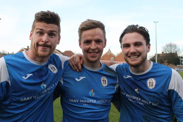 Goalscorers  Rob O'Toole, Callum Saunders and Freddie Barker. Picture by Colin Bowman SUS-151229-145615001