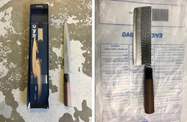 Two weapons were conviscated by police at Newhaven Town train station. Photo courtesy of British Transport Police. SUS-160329-121523001