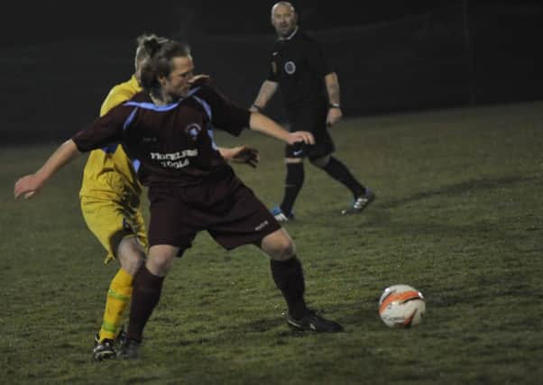 Jamie Crone on the ball for Little Common against Langney Wanderers last Tuesday (SUS-160323-101504002)