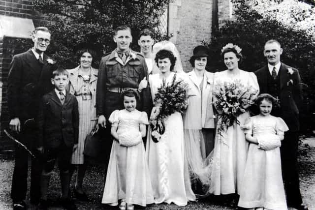 The wedding at All Saints Parish Church in Leyton on  April 6, 1946