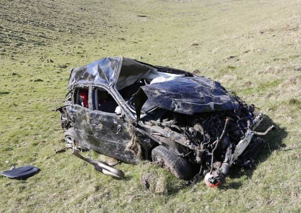 The scene of the crash where a car left the road and plunged off Ditchling Beacon