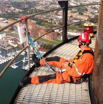 This view from the dizzy heights of the 100m chimney at Shoreham Power Station