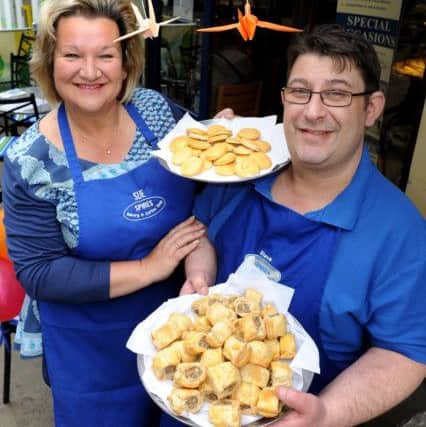 BID supporters and Crane Street business Spires Bakery, Sue Gyde and Steve Lee.  Pic Steve Robards