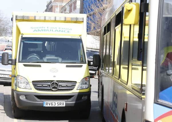 A bus and an ambulance were involved in a crash in Worthing