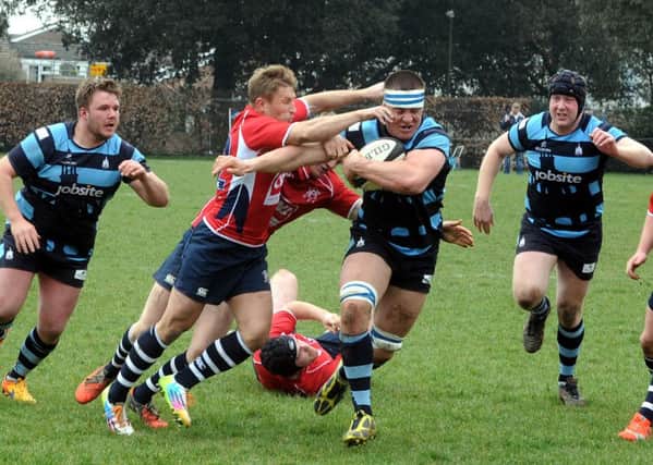 Aaron Davies in possession for the Blues in the previous week's win over Westcombe Park / Picture by Kate Shemilt ks16000544-9