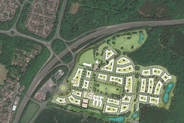 Artists' impression of layout of new development at Pease Pottage SUS-151130-145539001